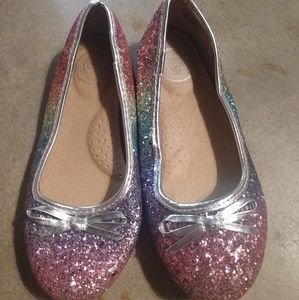 Rainbow glitter ballet flats